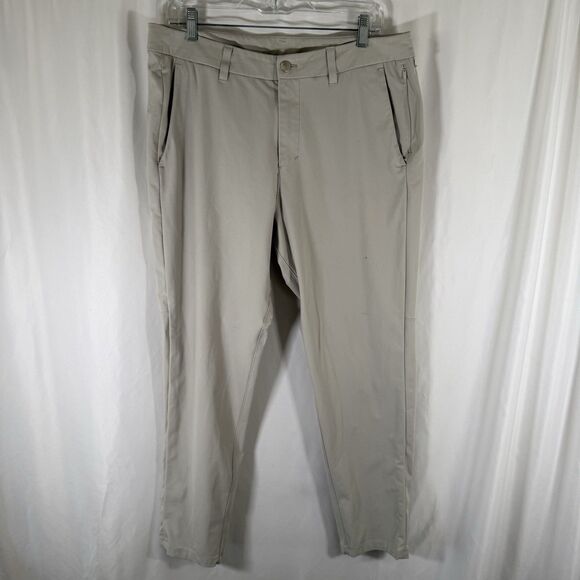 Lululemon ABC Pants Men's 34 Grey Zip Pocket Button Zip Chino Soft Work - Picture 1 of 10